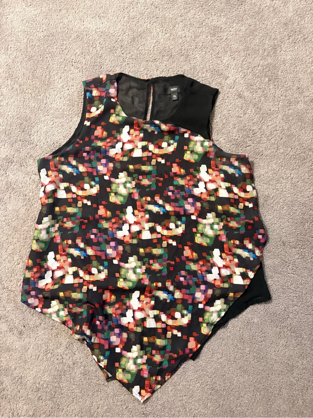 Mossimo Black and Multicolor Pixel-Print Sleeveless Top
